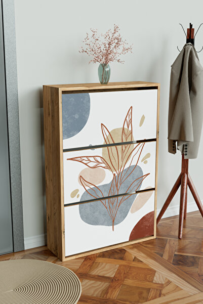 Hediyeler Kapında "Minimal Leaf" 3 Bölmeli Liovian Düşer Kapak Ayakkabılık