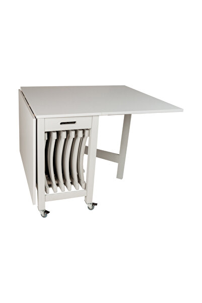 wline FOLDING TABLE WITH 6 GREY CHAIRS