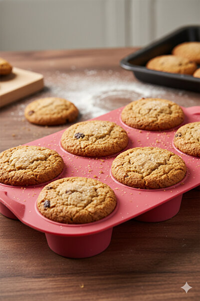 Elista Muffin Cake Mold 6-Piece Silicone Gray Color Size: 17.5 X 27 cm Red