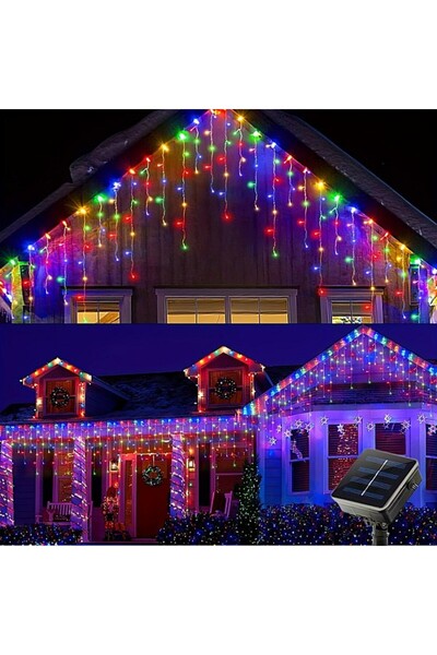 Produs Redus Solar Installation 12 m, 320 multicolor LEDs, fringe pattern, durable exterior