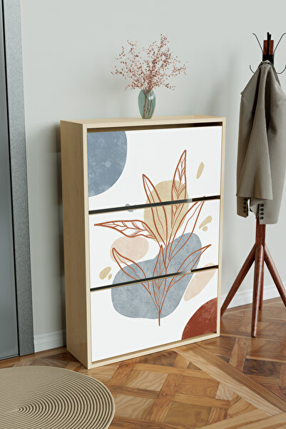 Hediyeler Kapında "Minimal Leaf" 3 Bölmeli Liovian Düşer Kapak Ayakkabılık