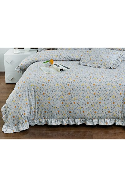 CHIRASO Ruffled Bedding Set, ELASTIC Sheet 180x200cm, Duvet Cover 200x230, 4 Pillowcases 52x75
