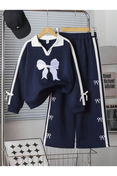 NoVibe Set de pantaloni și top pentru fetiță cu panglică cu imprimeu