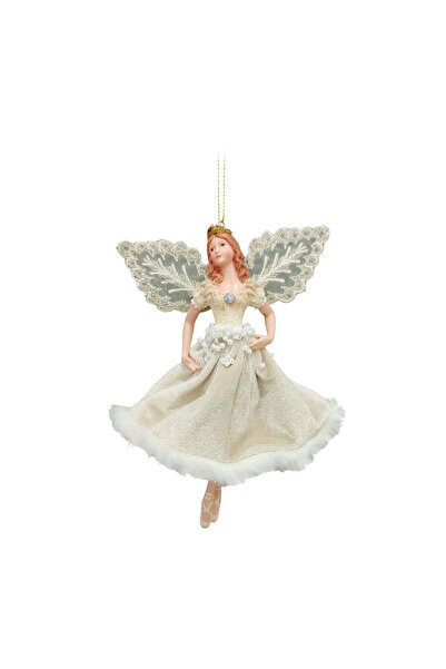 OEM Decoratiune Craciun, Zana de agatat in brad, bej, 15 cm