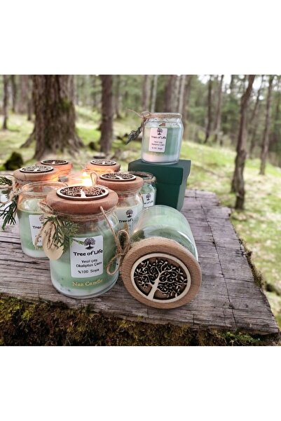 NH Naz Home Design %100 Doğal Soya Mum – Tree of Life – Ahşap Fitilli 310 gr