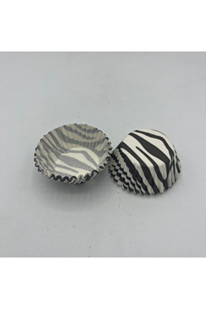 ticariks Siyah beyaz zebra desen mini cupcake kalıbı adet 20