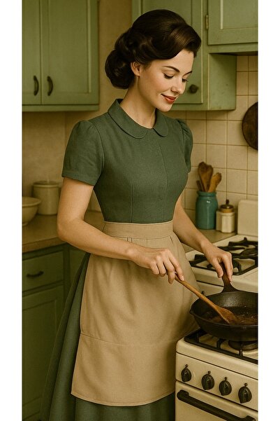 Hubb Kitchen Apron Waterproof Pleated Latte Color