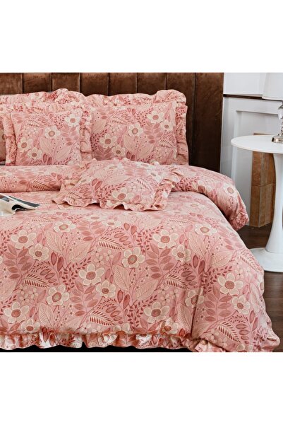 CHIRASO Ruffled Bedding Set, ELASTIC Sheet 180x200cm, Duvet Cover 200x230, 4 Pillowcases 52x75