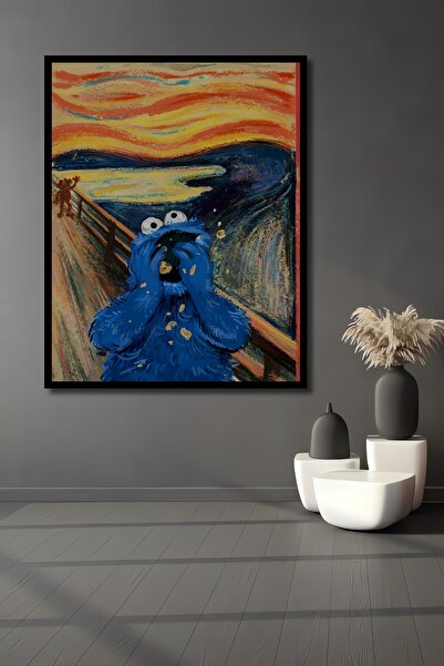 indispensablely Çerçeve Görünümlü Dekoratif Ahşap Kare Kurabiye Canavarı Çığl...