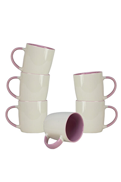 Cesiro Set de 6 căni, 320 ml, Cesiro, Porțelan, Alb/Mov