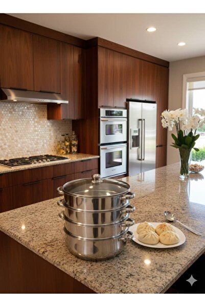 Genrics قدر منتو بخار 4 دور غطى زجاج من استانستيل مقاس 32CM