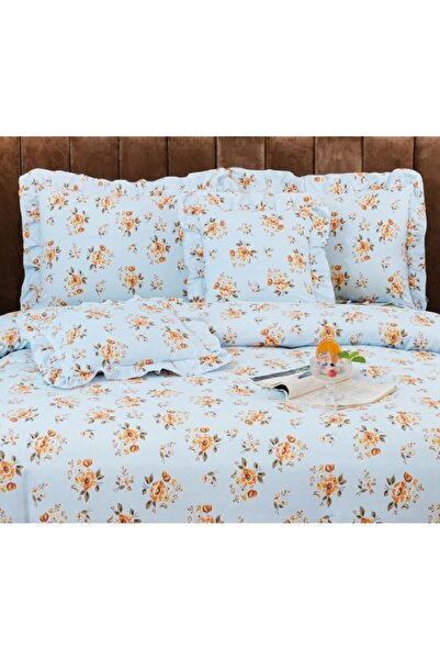CHIRASO Ruffled Bedding Set, ELASTIC Sheet 180x200cm, Duvet Cover 200x230, 4 Pillowcases 52x75