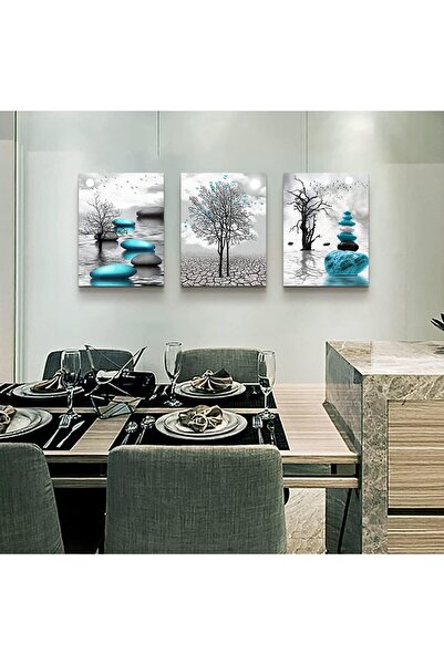 ALAYRA International 3-Piece Black & White Modern Canvas Wall Art (30x40 cm) ...