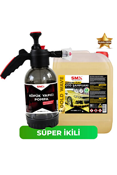 SMX Gold Wave Carnauba Cilalı Sarı Oto Şampuanı - Basınçlı Püskürtme Pompası