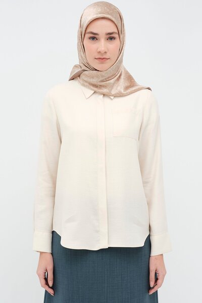 Tuğba Women's / Girls' Ecru Shirt Model Code: (242Go1012Tb.01) Britli Cuff Detailed Shirt