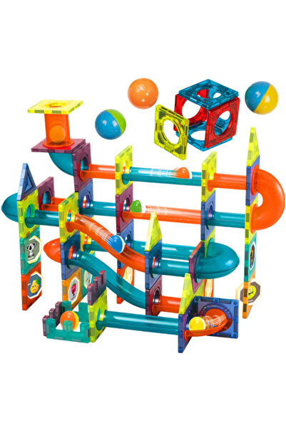 zola Interactive magnetic building game, 96 elements, track with colored balls, educational and creative