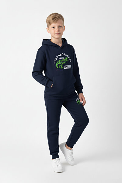 YA KO KİDS 3 İplik Ş επένδυση fleece Winter Kangaroo Pocket K με κουκούλα Σετ αθλητικής φόρμας για αγόρια με λεπτομέρεια εκτύπωσης