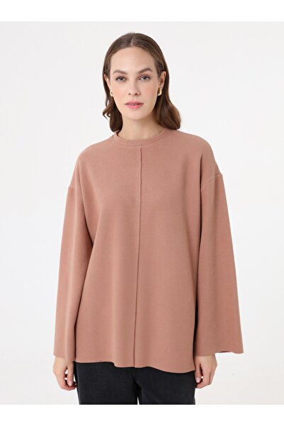 Benin Stitch Detailed Oversized Sweatshirt - Beige -