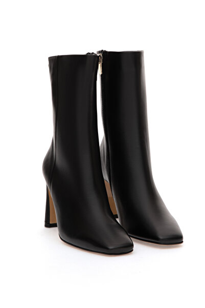 Pierre Cardin Black Heeled Leather Boots 50315601-Vr046