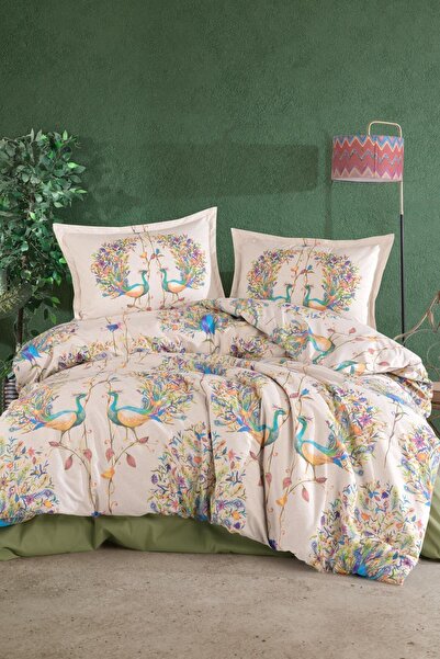Clasy Pavone Green Single 100% Cotton Duvet Cover Set