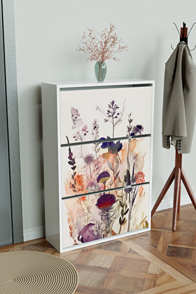 Hediyeler Kapında "Floral" 3 Bölmeli Liovian Düşer Kapak Ayakkabılık