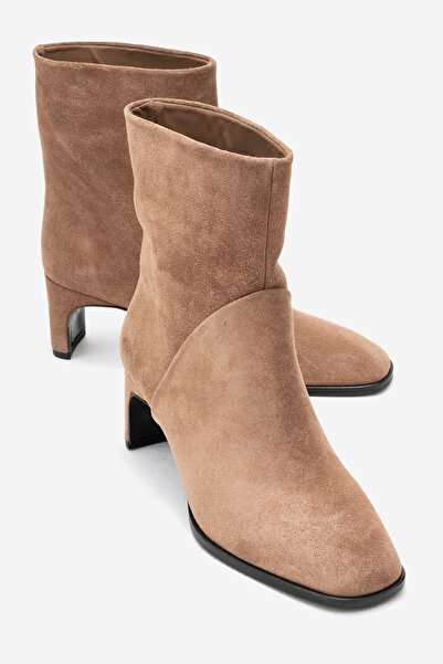 LuviShoes Γυναικείες μπότες με τακούνι NORDY Earth Suede από γνήσιο δέρμα