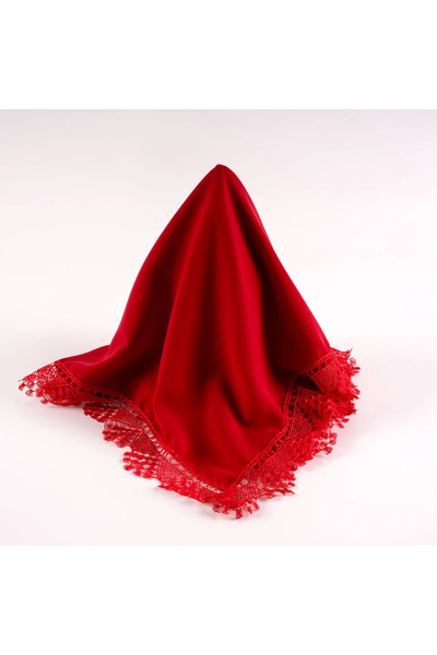 Hayrat Neşriyat Σάλι με κέντημα με βελόνες (Κάλυμμα προσευχής, 144x68 εκ. Κόκκινο)