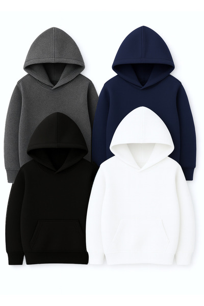 Sweetline Σετ με κουκούλα βασικών φούτερ- Απλό χειμωνιάτικο ύφασμα επένδυση fleece