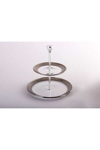 Dimlaj Cordoba Glass 2 Tiered Tray GP/1-Platinum