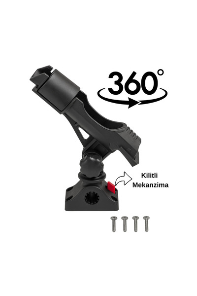 POYRAZ Tekne Olta Tutacağı Kamış Tutucu 360 Derece Dönebilir Kilitli Mekanizma