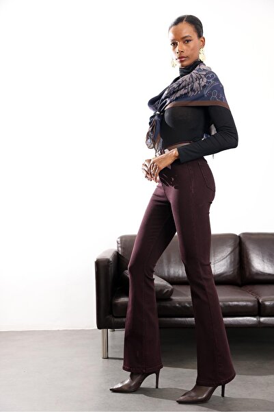 5in1Canpolat Plum Full Lycra Stretch Flare Jeans 7578