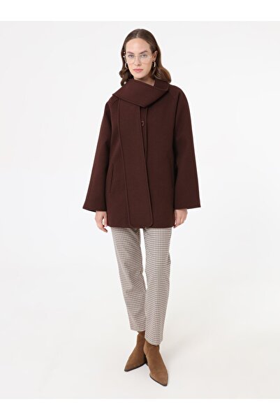 Refka Palton cu detaliu de eșarfă - Roșu Claret -