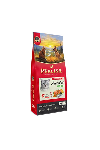 Perlina Yetişkin Kedi Maması, Balıklı, 12 kg, Yüksek Protein İçerikli