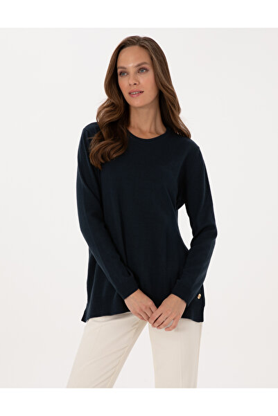 Pierre Cardin Navy Blue Comfort Fit Crew Neck Basic Sweater 50316393-Vr033