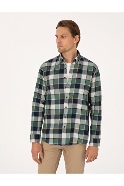 Pierre Cardin Dark Khaki Regular Fit Long Sleeve Shirt 50312386-Vr111