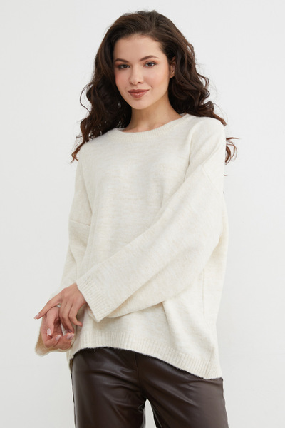 Fulla Moda Basic Crew Neck Casual Knit Sweater