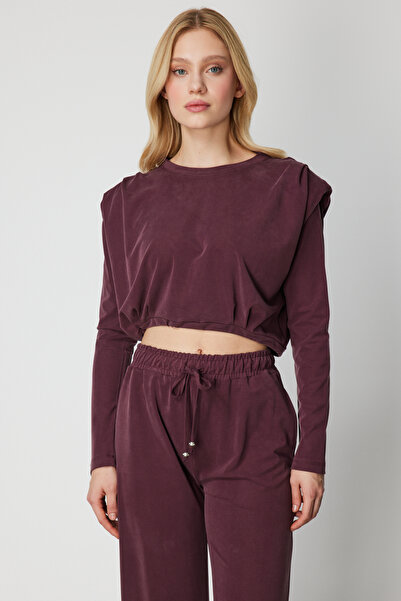 ON Omzu Shoulder Pad Piece Tied Crop Sweatshirt Top