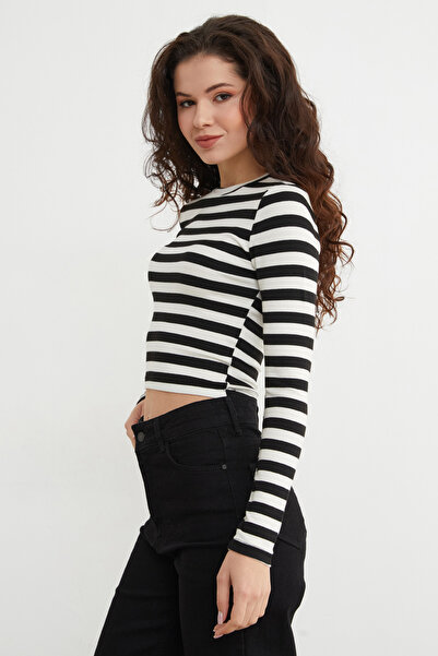 Fulla Moda Basic Striped Stretch Fabric Bodysuit