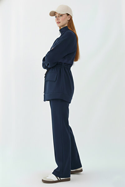 benguen Waist-Tied Scuba Suit N5404 Navy Blue