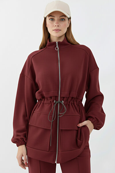 benguen Waist-Tied Scuba Suit N5404 Burgundy