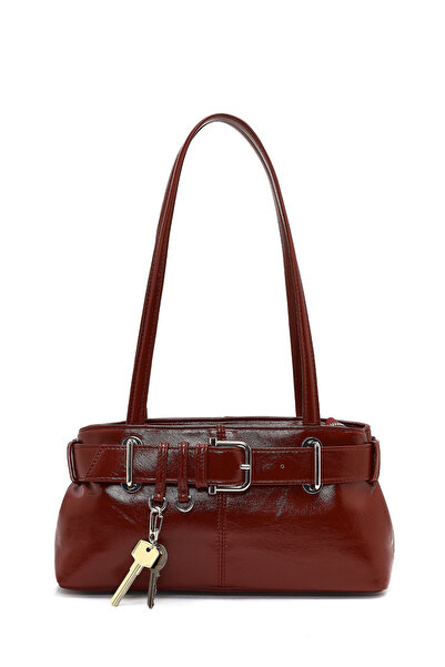 Derimod Women's Red Patent Leather Shoulder Bag 25Wbd254216