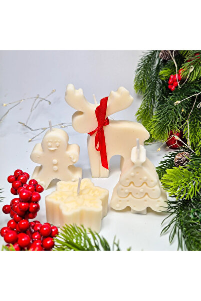 Creative Kappa Set of 4 Handmade Candles – Gingerbread, Christmas Shapes, Soy Wax, Festive Gift