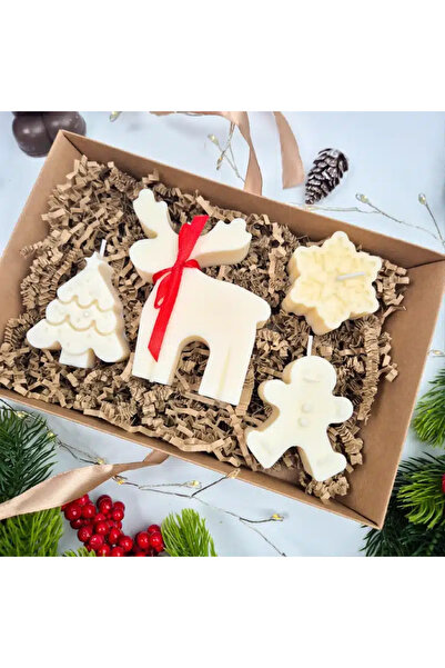 Creative Kappa Set of 4 Handmade Candles – Gingerbread, Christmas Shapes, Soy Wax, Festive Gift