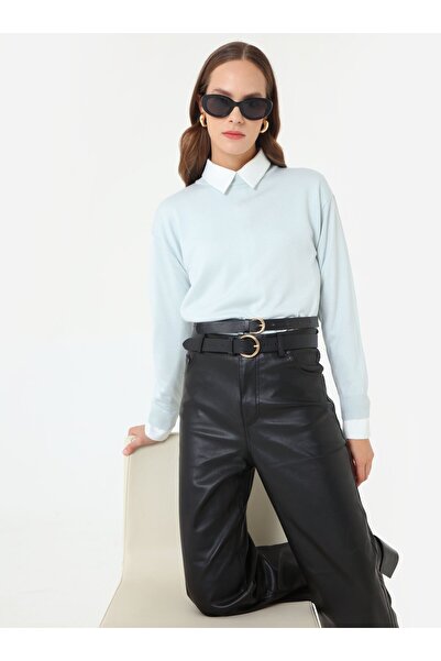 Refka Soft Knitted Fisherman Basic Sweater - Ice Blue -