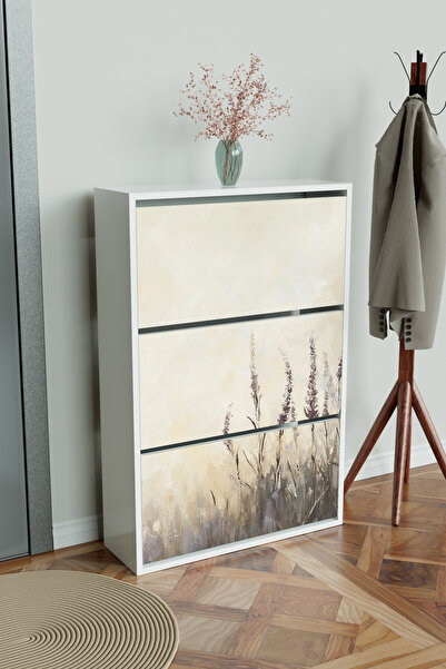 Hediyeler Kapında "Hazy Lavender" 3 Bölmeli Liovian Düşer Kapak Ayakkabılık