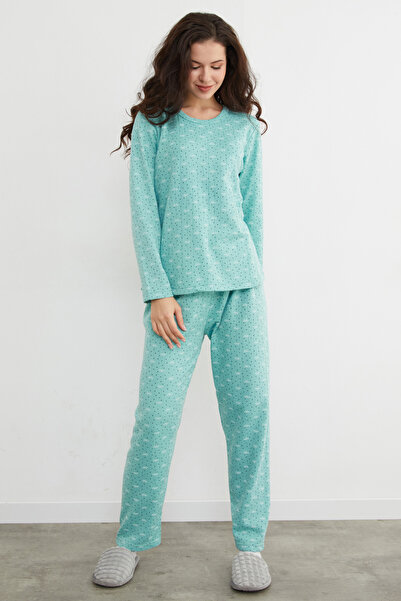 Fulla Moda Plus Size Ribbon and Polka Dot Patterned Pajama Set