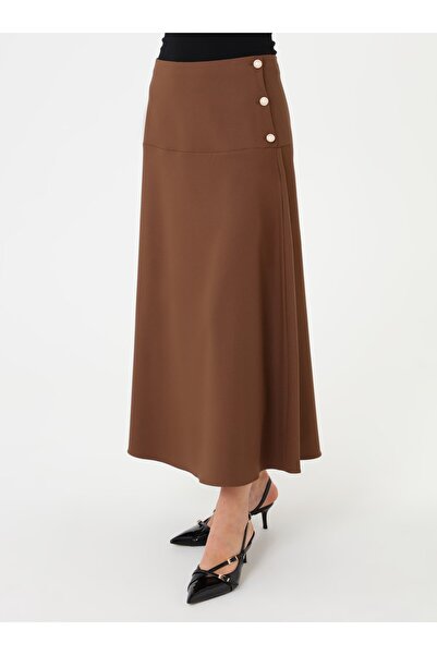 Refka Φούστα με λεπτομέρεια με κουμπιά στο πλάι - Πικρό καφέ -