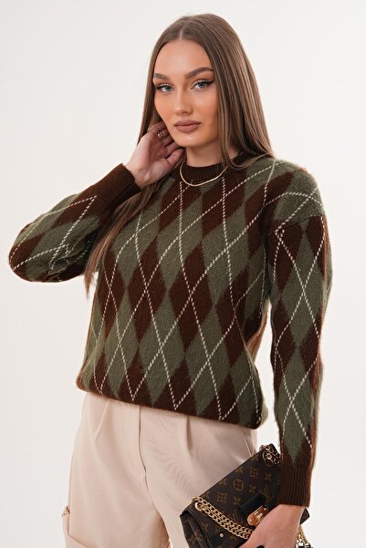 ŞİMAL Women's Diamond Pattern Embroidered Sweater 255101 -