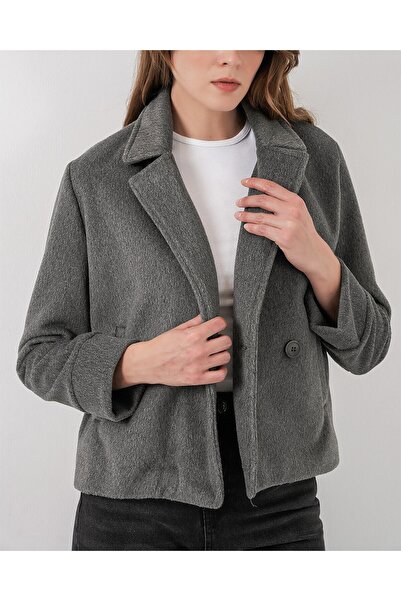 Modamorfo Γυναικείο κοντό σακάκι κασετίνας 0725 - Γκρι