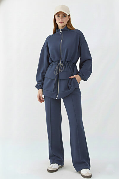 benguen Waist-Tied Scuba Suit N5404 Anthracite